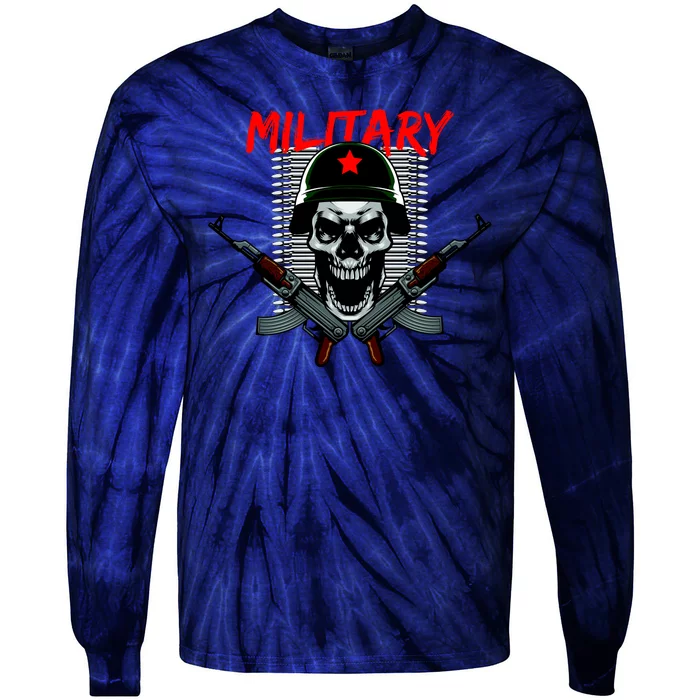 Military Skeleton Tie-Dye Long Sleeve Shirt