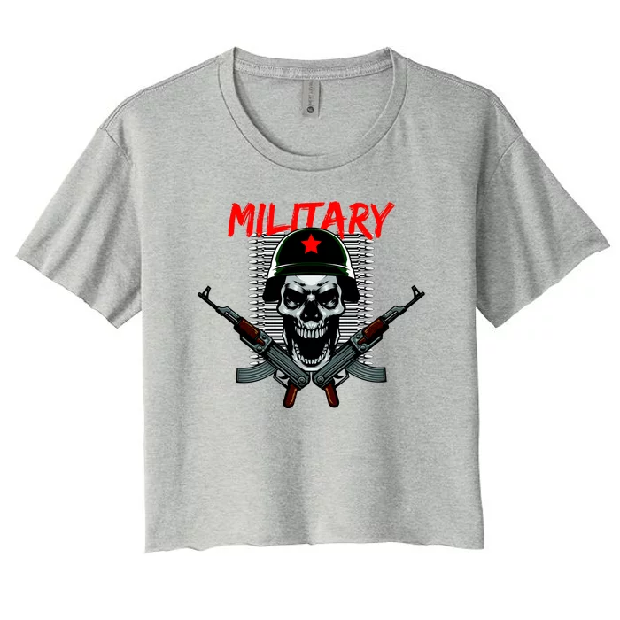 Military Skeleton Women's Crop Top Tee