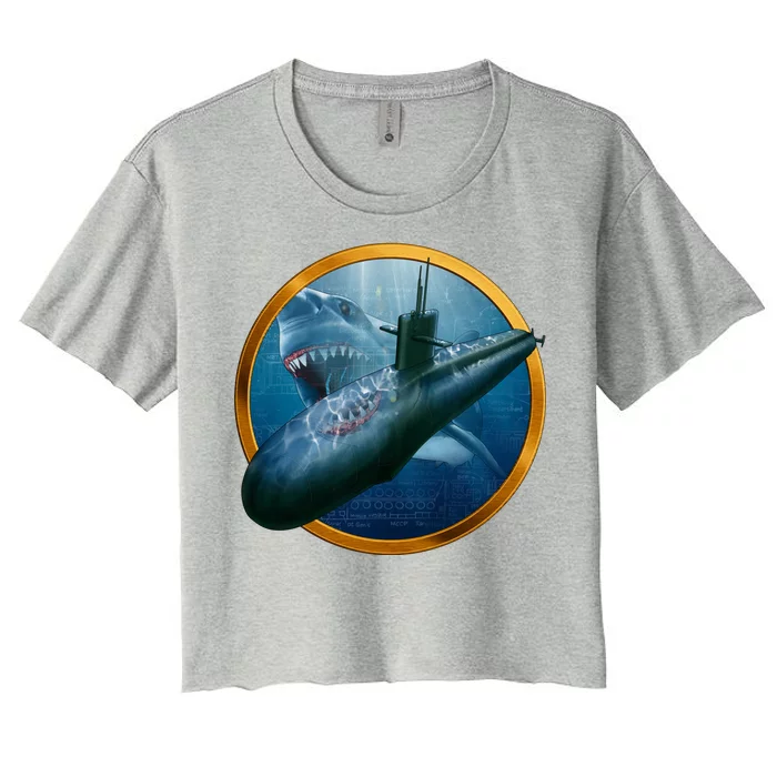 Military Submarine Shark Women's Crop Top Tee