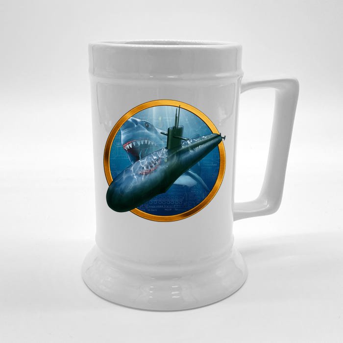 Military Submarine Shark Front & Back Beer Stein