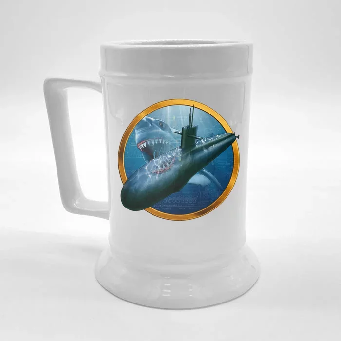 Military Submarine Shark Front & Back Beer Stein