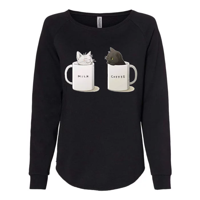 Milk N Coffee Kitties Womens California Wash Sweatshirt