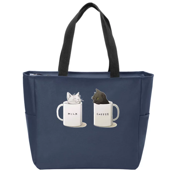 Milk N Coffee Kitties Zip Tote Bag