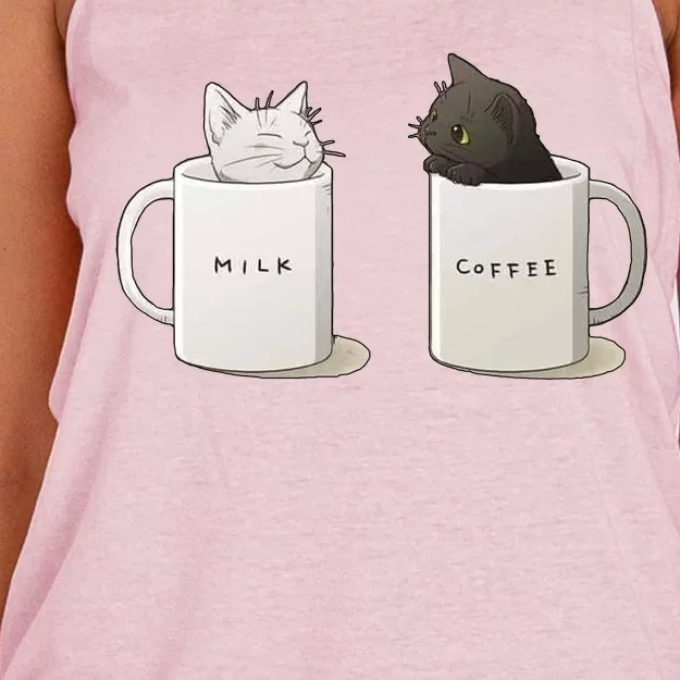 Milk N Coffee Kitties Women's Knotted Racerback Tank