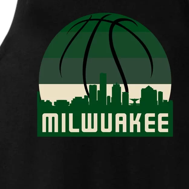 Milwaukee Basketball City Skyline Ladies Tri-Blend Wicking Tank