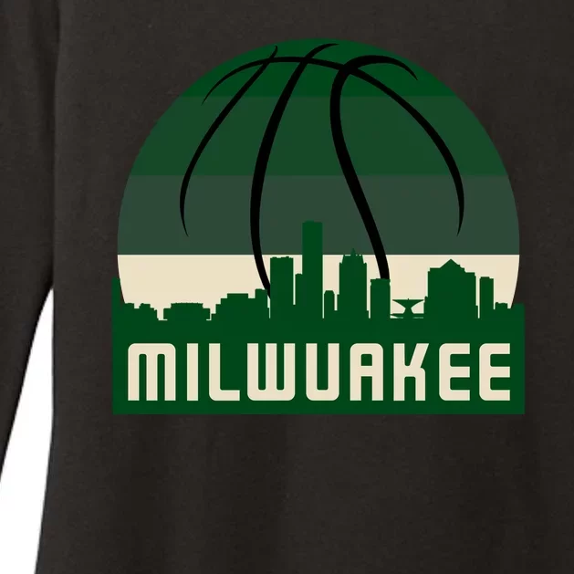 Milwaukee Basketball City Skyline Womens CVC Long Sleeve Shirt