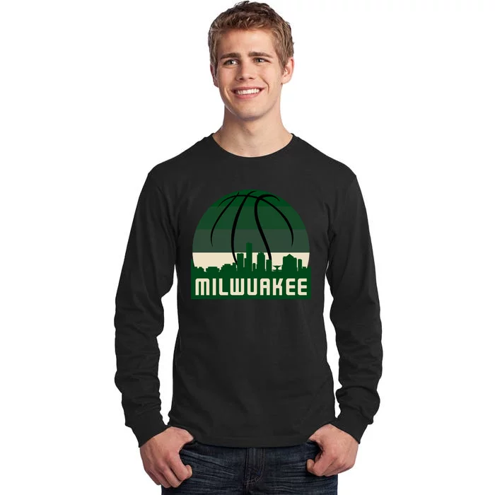 Milwaukee Basketball City Skyline Tall Long Sleeve T-Shirt