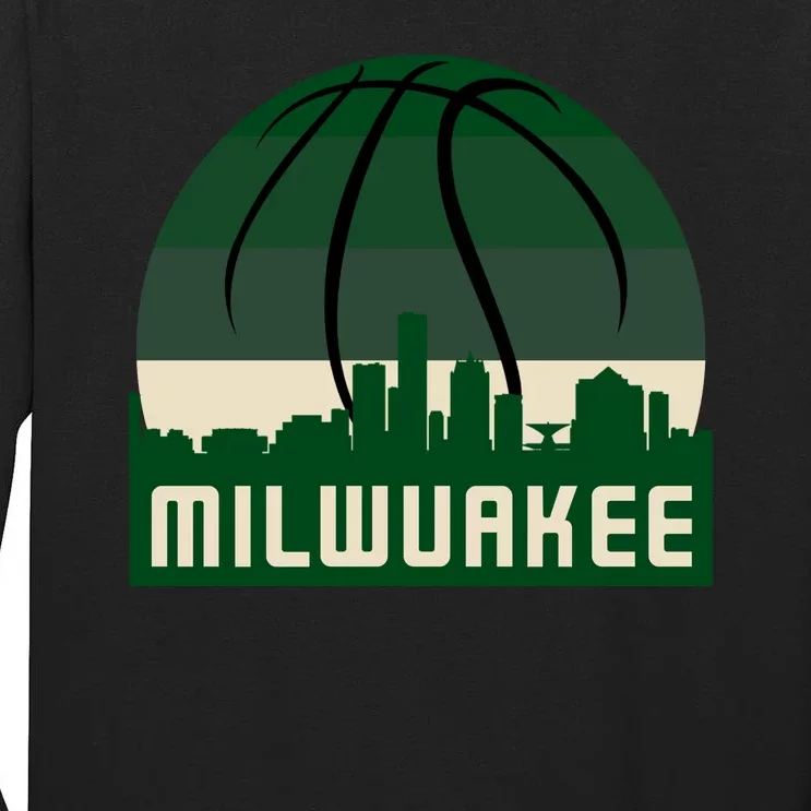 Milwaukee Basketball City Skyline Tall Long Sleeve T-Shirt