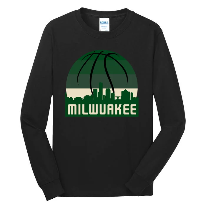 Milwaukee Basketball City Skyline Tall Long Sleeve T-Shirt