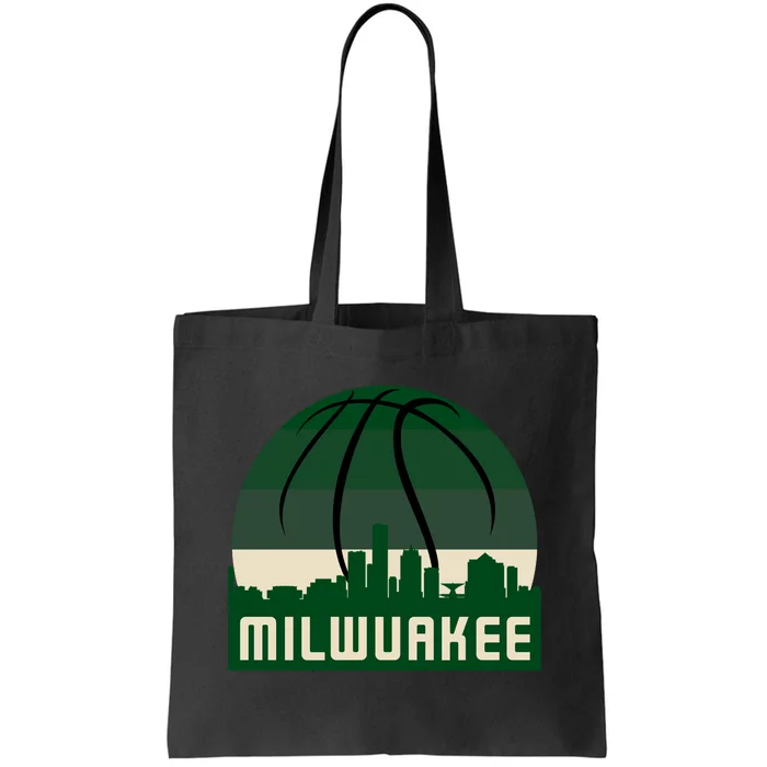 Milwaukee Basketball City Skyline Tote Bag