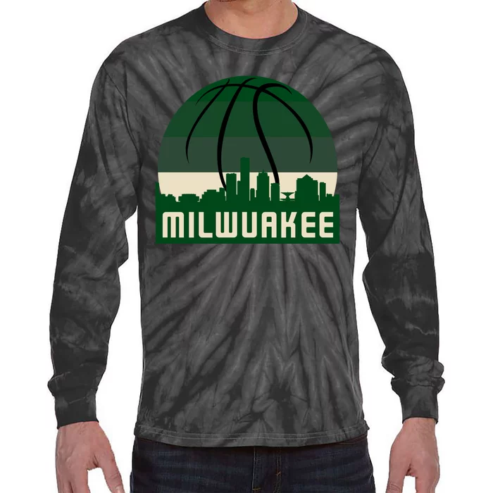 Milwaukee Basketball City Skyline Tie-Dye Long Sleeve Shirt