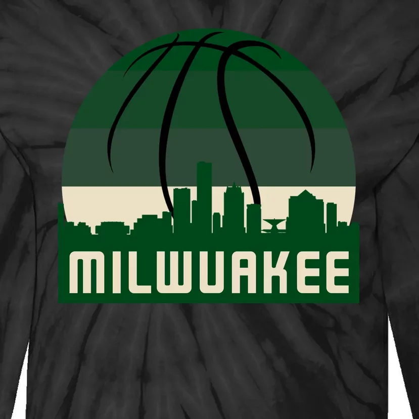 Milwaukee Basketball City Skyline Tie-Dye Long Sleeve Shirt