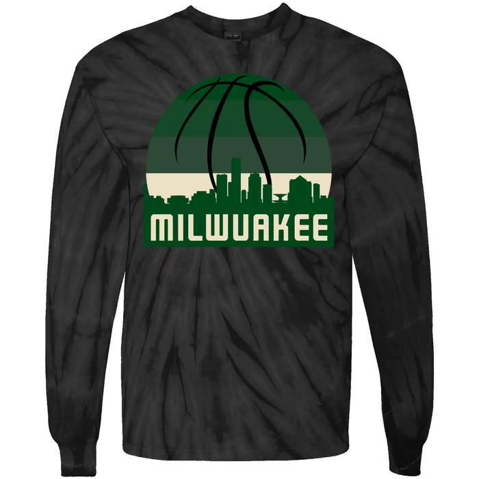 Milwaukee Basketball City Skyline Tie-Dye Long Sleeve Shirt