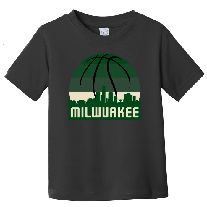 Milwaukee Basketball City Skyline Toddler T-Shirt