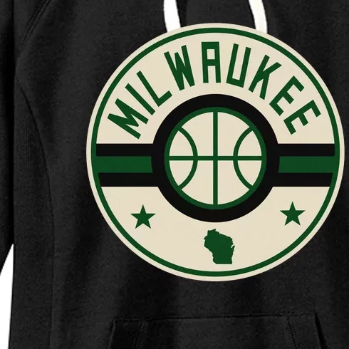 Milwaukee Basketball Stars And Stripes Wisconsin Map Women's Fleece Hoodie