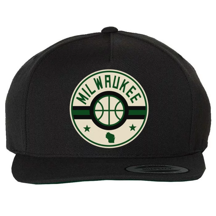 Milwaukee Basketball Stars And Stripes Wisconsin Map Wool Snapback Cap