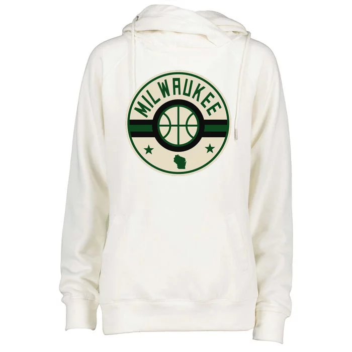 Milwaukee Basketball Stars And Stripes Wisconsin Map Womens Funnel Neck Pullover Hood