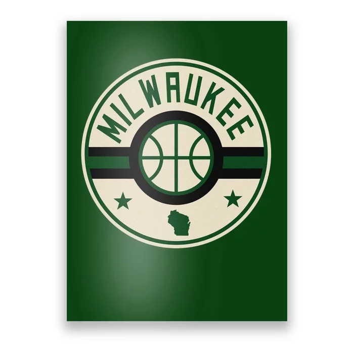 Milwaukee Basketball Stars And Stripes Wisconsin Map Poster