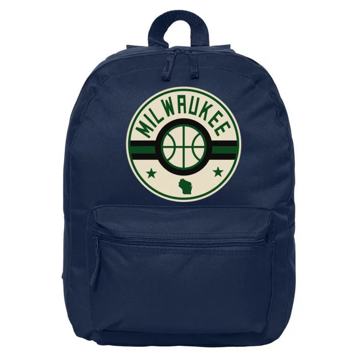 Milwaukee Basketball Stars And Stripes Wisconsin Map 16 in Basic Backpack