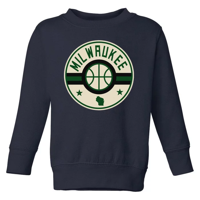 Milwaukee Basketball Stars And Stripes Wisconsin Map Toddler Sweatshirt