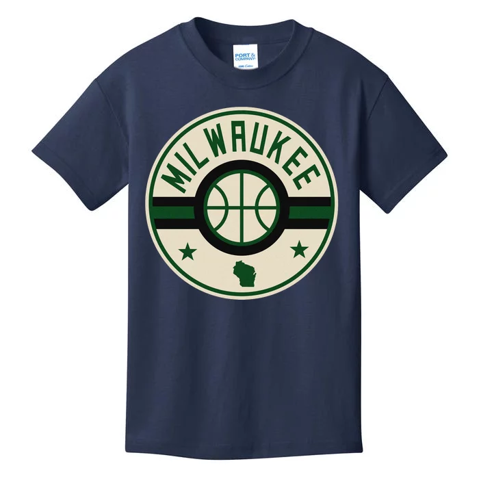 Milwaukee Basketball Stars And Stripes Wisconsin Map Kids T-Shirt