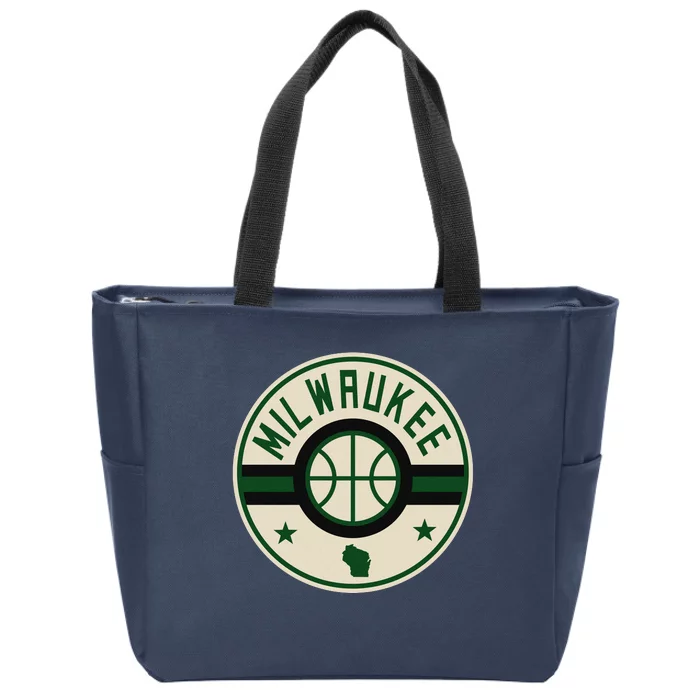 Milwaukee Basketball Stars And Stripes Wisconsin Map Zip Tote Bag