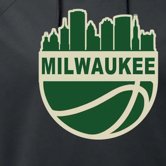 Milwaukee Basketball Wisconsin Cityscape Performance Fleece Hoodie