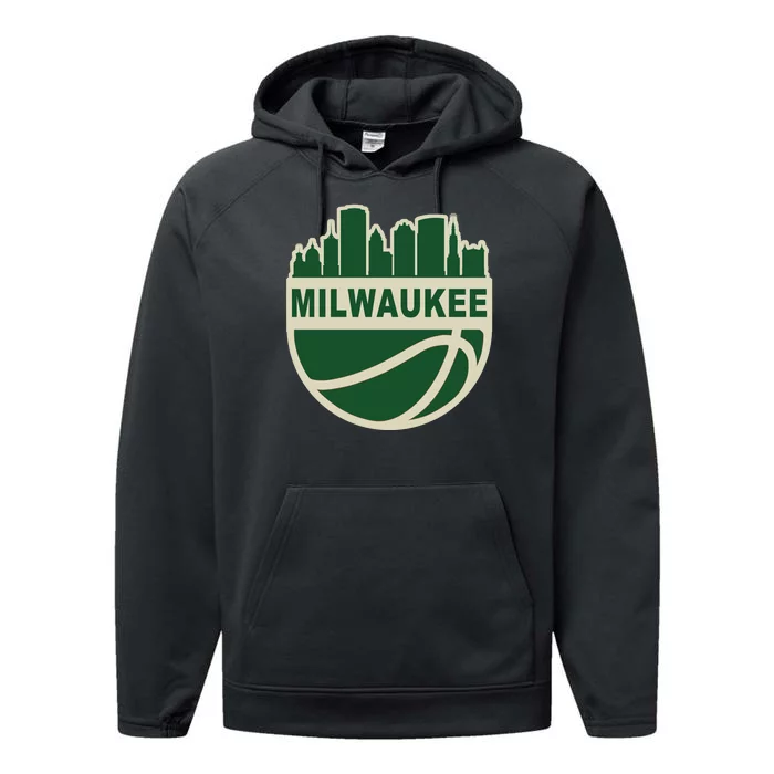 Milwaukee Basketball Wisconsin Cityscape Performance Fleece Hoodie