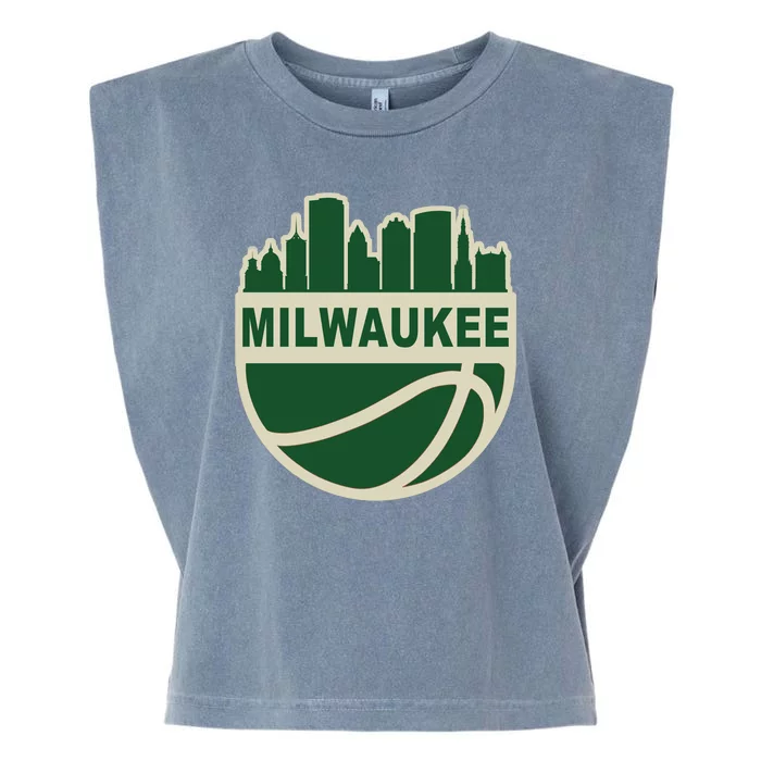 Milwaukee Basketball Wisconsin Cityscape Garment-Dyed Women's Muscle Tee