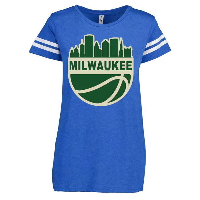 Milwaukee Basketball Wisconsin Cityscape Enza Ladies Jersey Football T-Shirt