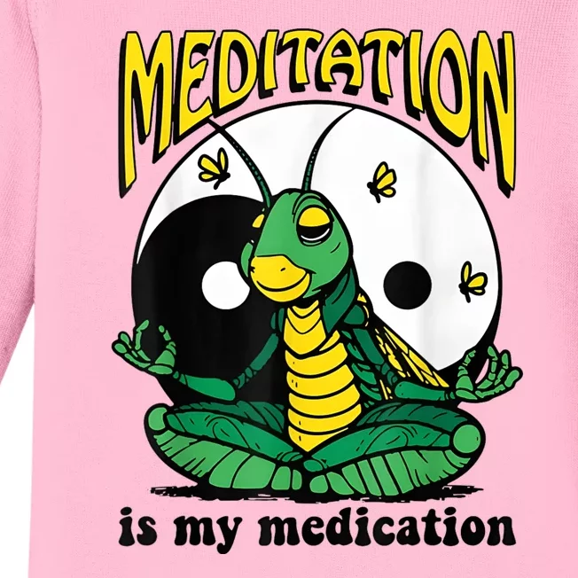 Meditation Is My Medication Yoga Baby Long Sleeve Bodysuit