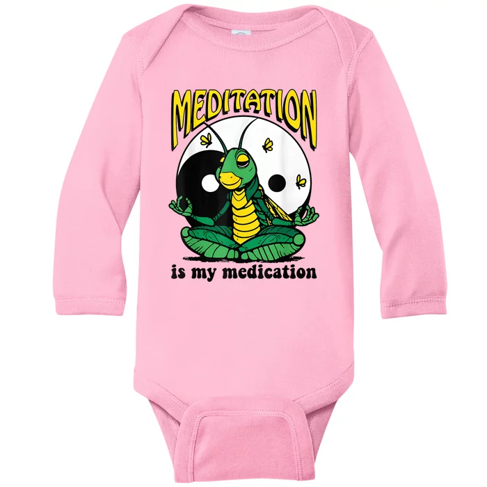 Meditation Is My Medication Yoga Baby Long Sleeve Bodysuit