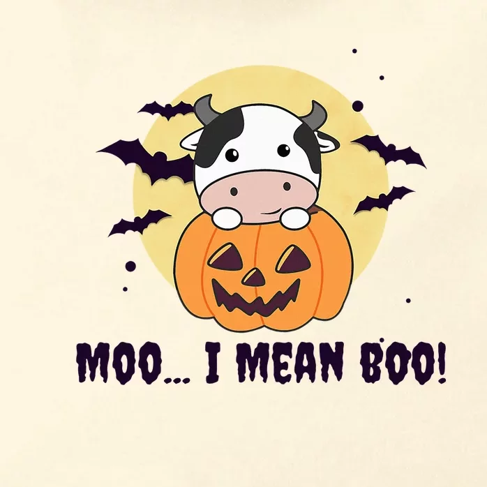 M.oo I Mean Boo Cute Kawaii Halloween Cow Ghost Zip Tote Bag