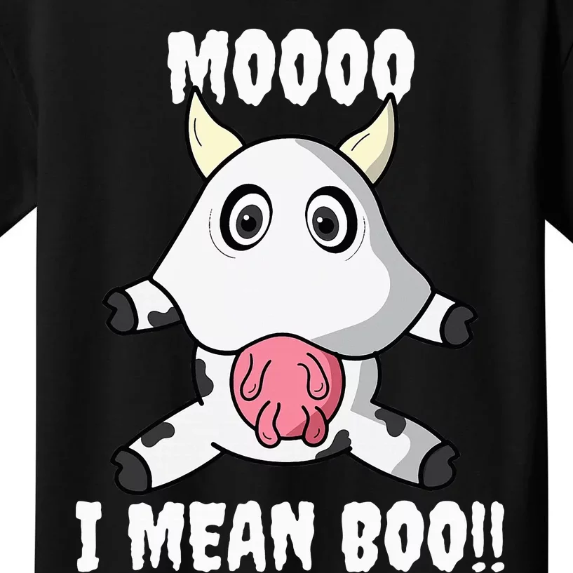 Mooo I Mean Boo Funny Cow Costume Halloween Kids T-Shirt