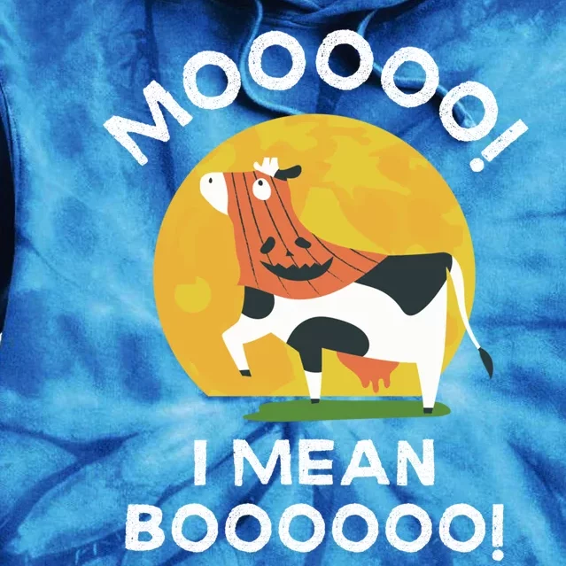 Moo I Mean Boo Cow Ghost Gift Funny Ghost Cow Costume For Gift Tie Dye Hoodie