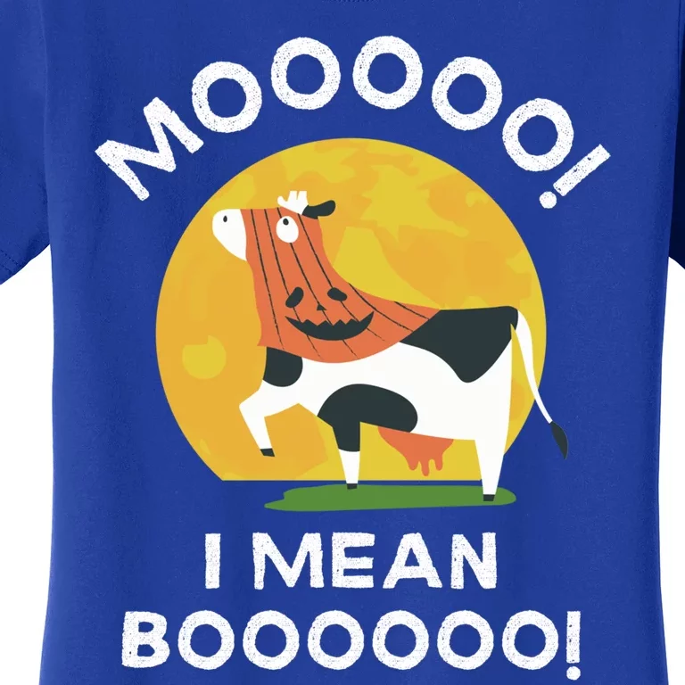 Moo I Mean Boo Cow Ghost Gift Funny Ghost Cow Costume For Gift Women's T-Shirt