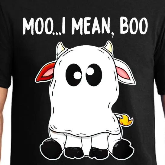 Moo I Mean Boo Cow Ghost Halloween Funny Gift Pajama Set