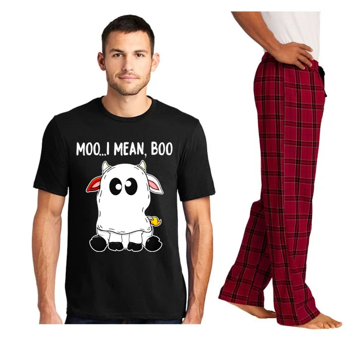 Moo I Mean Boo Cow Ghost Halloween Funny Gift Pajama Set