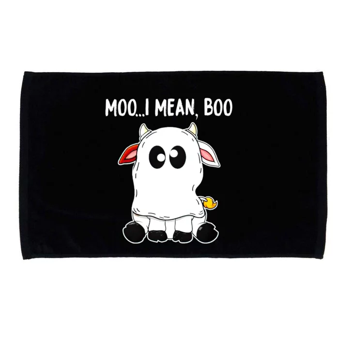 Moo I Mean Boo Cow Ghost Halloween Funny Gift Microfiber Hand Towel