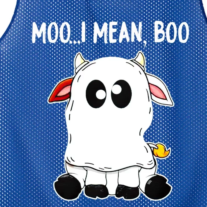 Moo I Mean Boo Cow Ghost Halloween Funny Gift Mesh Reversible Basketball Jersey Tank