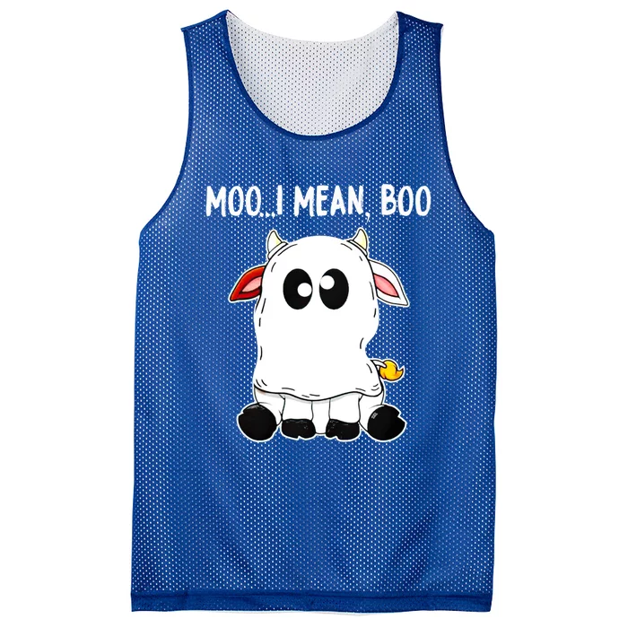 Moo I Mean Boo Cow Ghost Halloween Funny Gift Mesh Reversible Basketball Jersey Tank