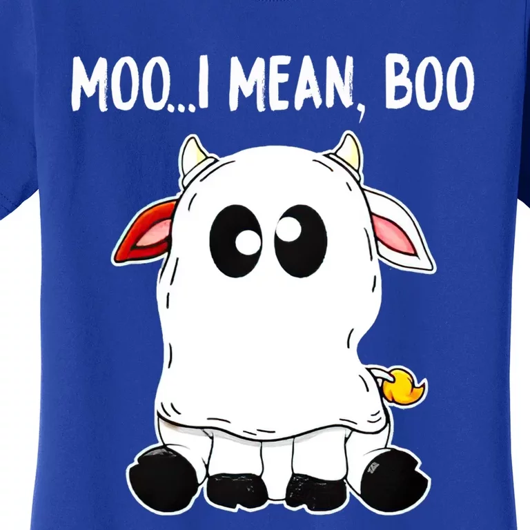 Moo I Mean Boo Cow Ghost Halloween Funny Gift Women's T-Shirt