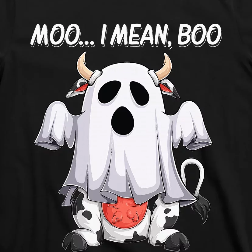 Moo I Mean Boo Ghost Cow Funny Halloween T-Shirt