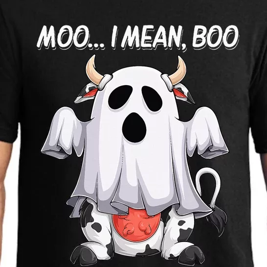 Moo I Mean Boo Ghost Cow Funny Halloween Pajama Set