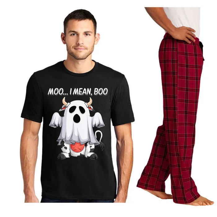 Moo I Mean Boo Ghost Cow Funny Halloween Pajama Set