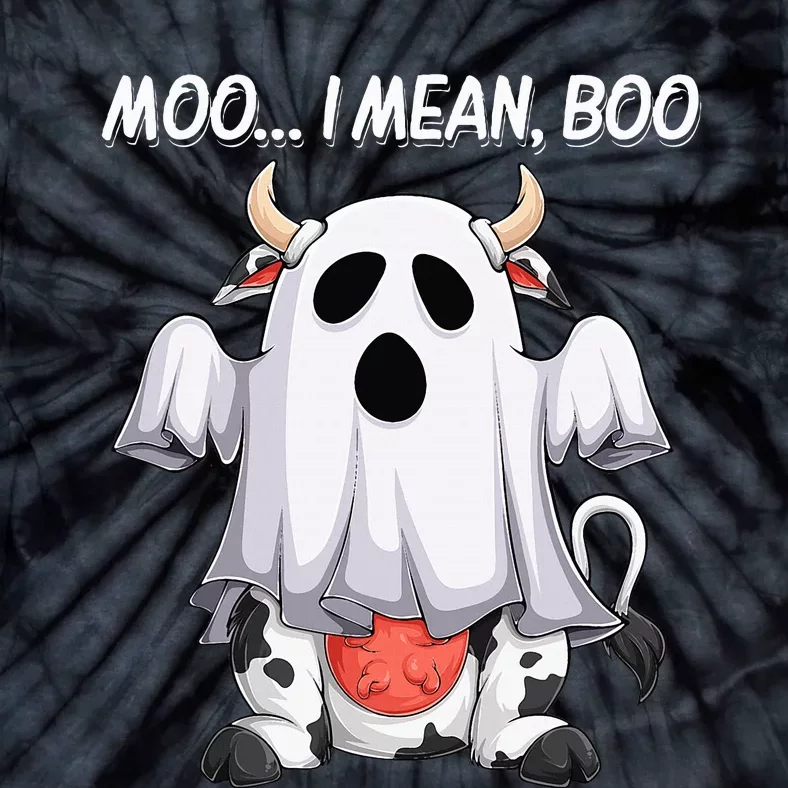 Moo I Mean Boo Ghost Cow Funny Halloween Tie-Dye T-Shirt