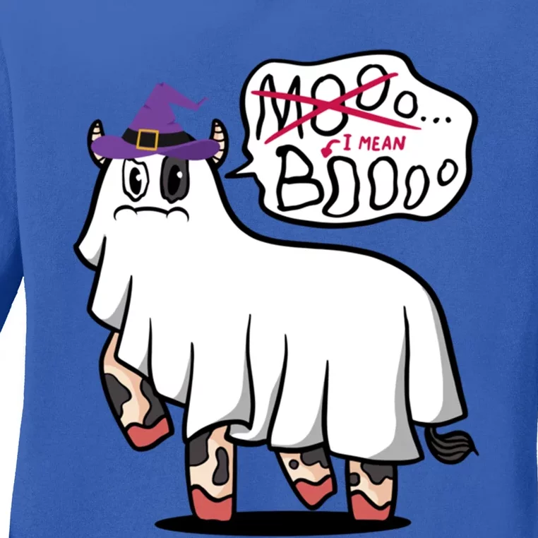 Mooo I Mean Boo Funny Gift Halloween Funny Cow Gift Ladies Long Sleeve Shirt