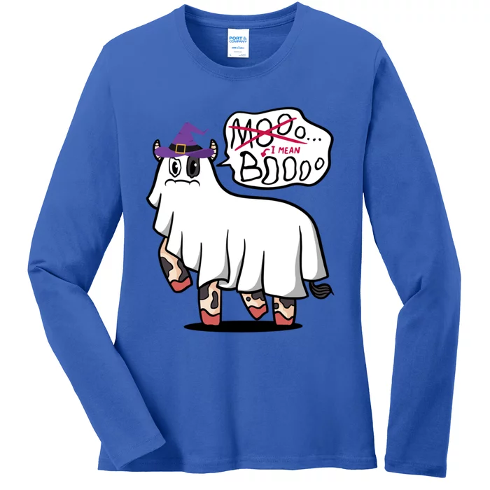 Mooo I Mean Boo Funny Gift Halloween Funny Cow Gift Ladies Long Sleeve Shirt