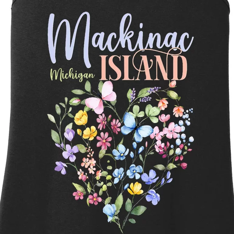 Mackinac Island Michigan Wildflowers Heart I Love Michigan Ladies Essential Tank