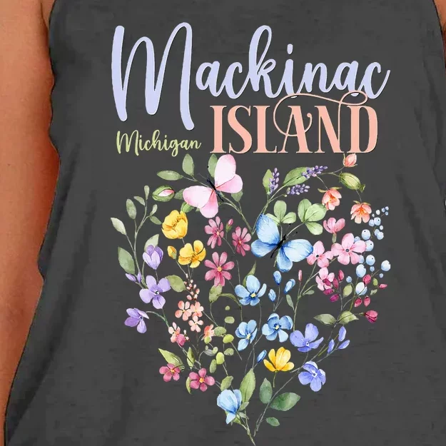 Mackinac Island Michigan Wildflowers Heart I Love Michigan Women's Knotted Racerback Tank